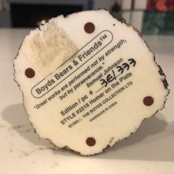 Boyds Bears & Friends Resin Figurine Style # 2218 Homer on the Plate 3rd Edition - Picture 5 of 6